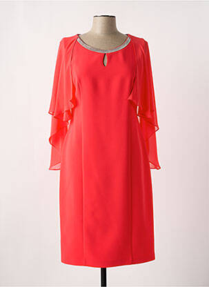 Robe mi-longue fermeture zippée au dos manches courtes rouge MATHIEU PARIS femme