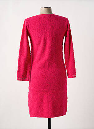 Robe pull col v manches longues rose LEO & UGO femme