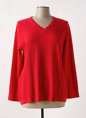 Pull col v manches longues rouge SCORZZO femme
