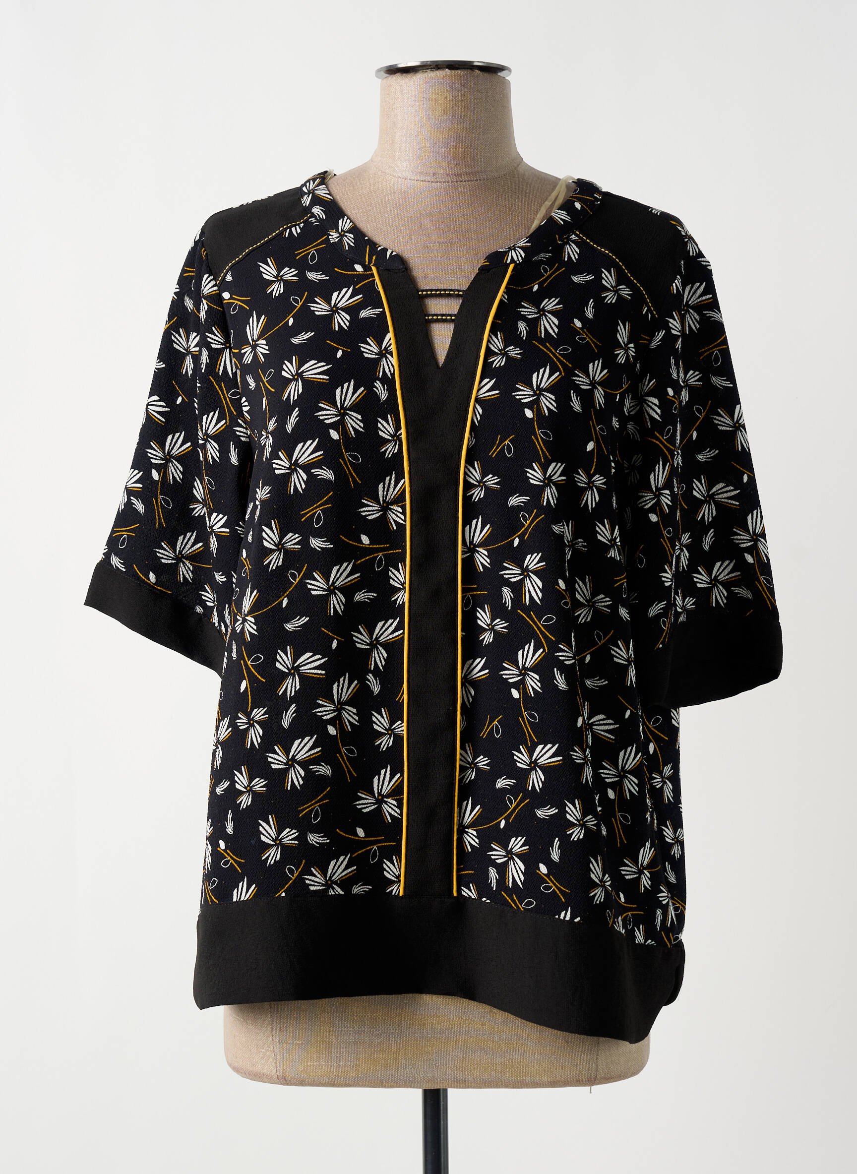 Blouse manches courtes manches courtes noir CHRISTINE LAURE femme