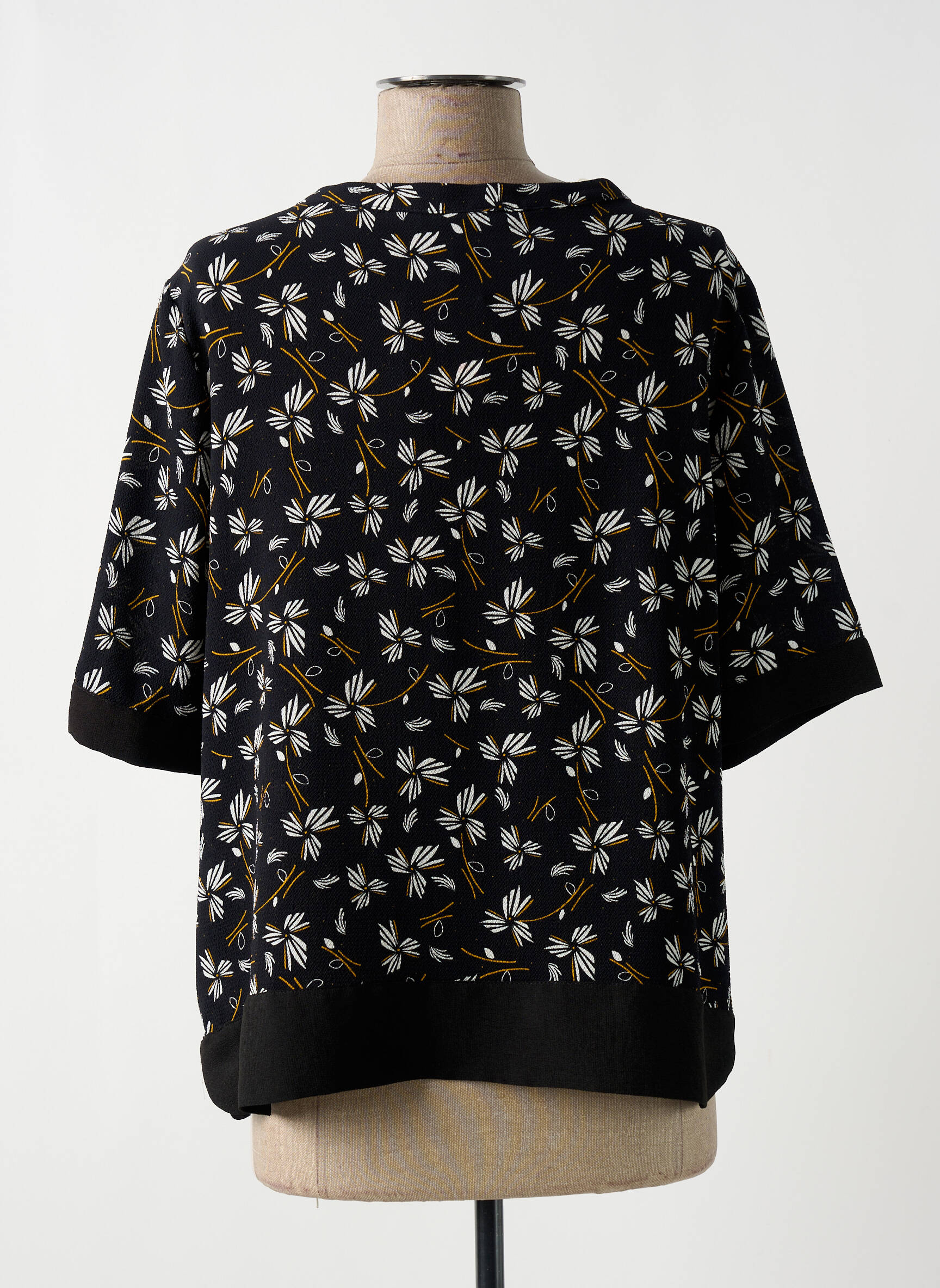 Blouse manches courtes manches courtes noir CHRISTINE LAURE femme