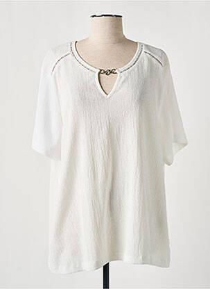 Blouse légère et transparente manches courtes beige CHRISTINE LAURE femme