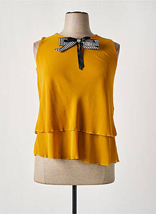 Top coupe cintrée sans manche jaune KITANA femme