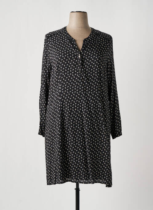 Robe mi-longue coupe fluide manches longues noir PAUSE CAFE femme