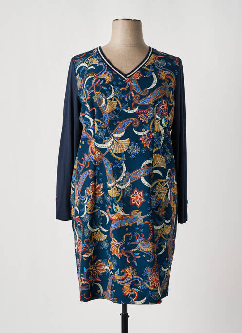 Robe mi-longue bleu PAUSE CAFE pour femme