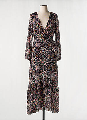 Robe longue manches longues manches longues noir MOLLY BRACKEN femme