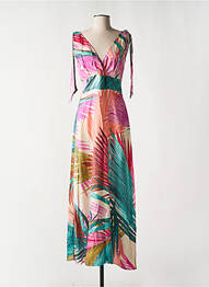 Robe longue imprimé fantaisie fines bretelles violet GEISHA femme