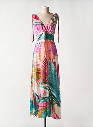 Robe longue imprimé fantaisie fines bretelles violet GEISHA femme