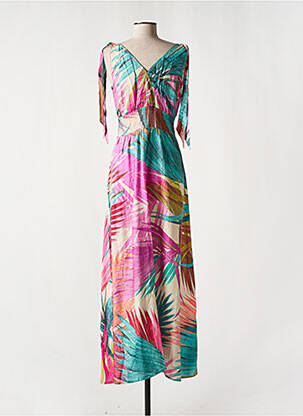 Robe longue imprimé fantaisie fines bretelles violet GEISHA femme