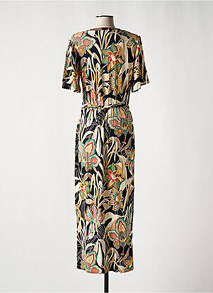 Robe longue imprimé fantaisie manches courtes noir GEISHA femme