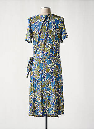 Robe mi-longue manches courtes manches courtes bleu GEISHA femme