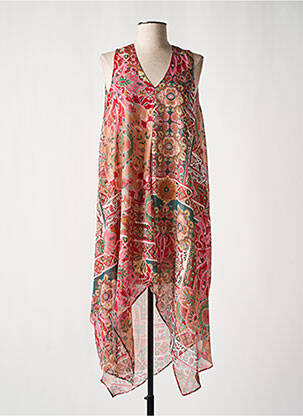 Robe mi-longue coupe fluide sans manche rouge LPB femme