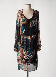 Robe mi-longue coupe fluide manches longues noir CREAM femme