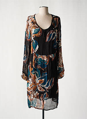 Robe mi-longue coupe fluide manches longues noir CREAM femme