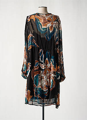 Robe mi-longue coupe fluide manches longues noir CREAM femme
