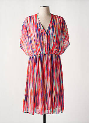 Robe mi-longue imprimé fantaisie manches courtes rouge MOLLY BRACKEN femme