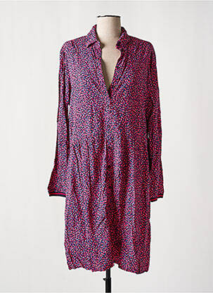 Robe mi-longue imprimé fantaisie manches longues rose CECIL femme