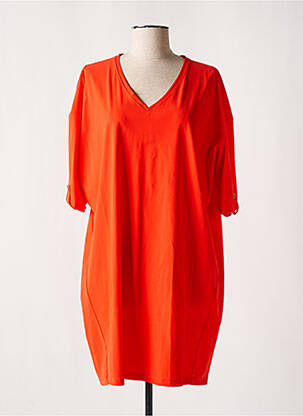 Robe mi-longue manches courtes manches courtes orange EVA KAYAN femme