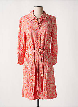Robe mi-longue imprimé fantaisie manches longues orange CREAM femme