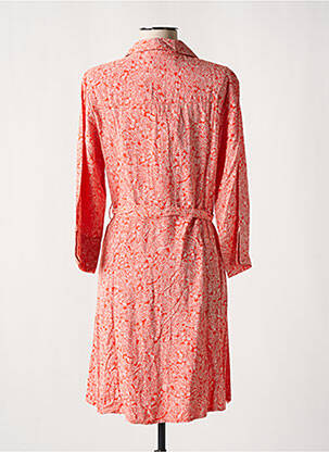 Robe mi-longue imprimé fantaisie manches longues orange CREAM femme