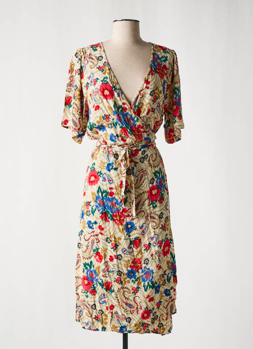 Robe mi-longue beige GEISHA pour femme