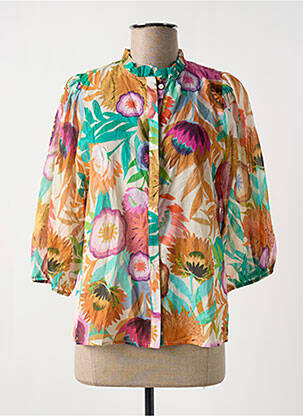 Chemisier imprimé fleurs manches 3/4 vert GEISHA femme