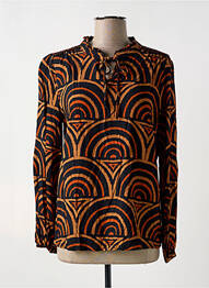Blouse imprimé fantaisie manches longues marron GEISHA femme
