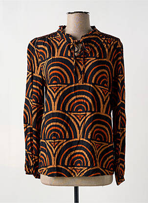 Blouse imprimé fantaisie manches longues marron GEISHA femme
