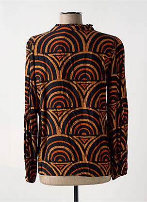 Blouse tissage popeline manches longues marron GEISHA femme