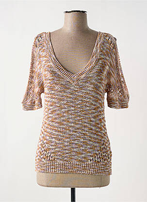 Pull col v manches courtes orange CREAM femme