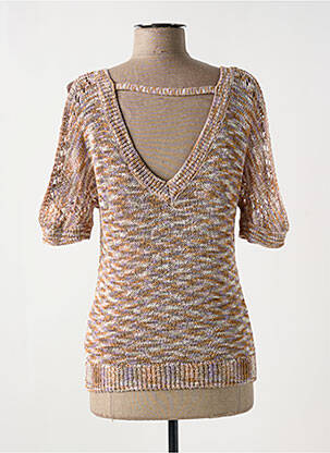 Pull col v manches courtes orange CREAM femme