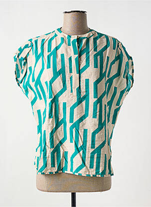 Blouse imprimé fantaisie manches courtes vert GEISHA femme