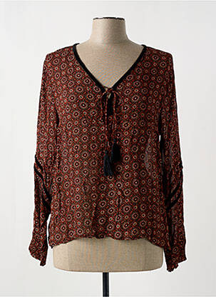 Blouse légère et transparente manches longues marron CREAM femme