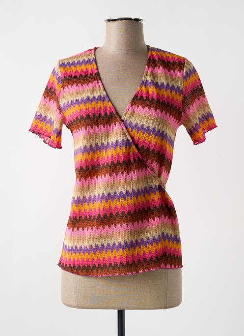 Gilet cache-cœur coupe cintrée rose GEISHA femme