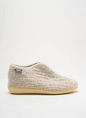 Chaussons/pantoufles tissage satiné talon plat jusqu'à 3cm beige SEMELFLEX femme
