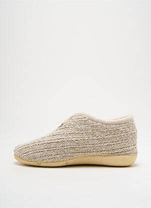 Chaussons/pantoufles tissage satiné talon plat jusqu'à 3cm beige SEMELFLEX femme