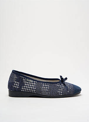 Chaussons/pantoufles tissage satiné talon plat jusqu'à 3cm bleu SEMELFLEX femme