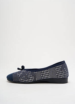 Chaussons/pantoufles tissage satiné talon plat jusqu'à 3cm bleu SEMELFLEX femme