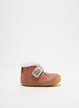 Bottillons fermeture scratch bout rond rose KICKERS fille