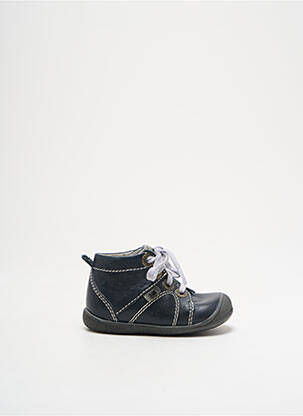 Bottillons matière lisse bout rond bleu LITTLE MARY fille
