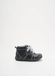 Bottillons matière lisse bout rond bleu LITTLE MARY fille