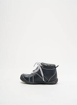 Bottillons matière lisse bout rond bleu LITTLE MARY fille