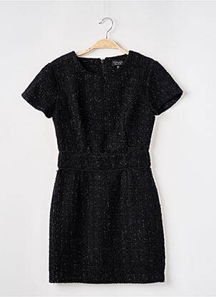 Robe courte fermeture zippée au dos manches courtes noir TOPSHOP femme