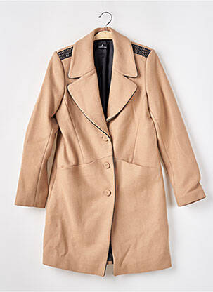 Manteau long coupe cintrée sans capuche beige ONE STEP femme