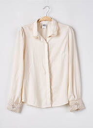 Chemisier tissage crêpe manches longues beige VERO MODA femme