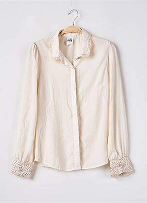 Chemisier tissage crêpe manches longues beige VERO MODA femme