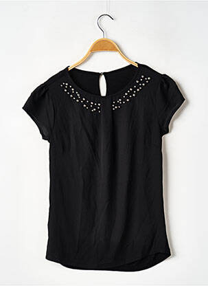 Top tissage crêpe manches courtes noir SANS MARQUE femme