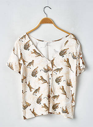 Chemisier tissage popeline manches courtes beige NACH femme