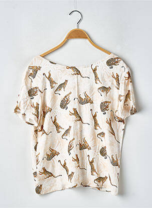 Chemisier tissage popeline manches courtes beige NACH femme