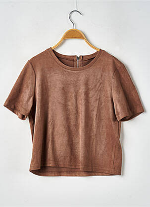 Top stretch manches courtes marron SANS MARQUE femme
